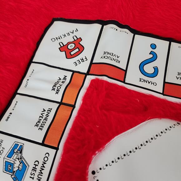 Vintage Monopoly Faux Fur Rug FAO Schwarz Vinyl Game Board 29"x29" 1960s 1970s - Picture 7 of 9